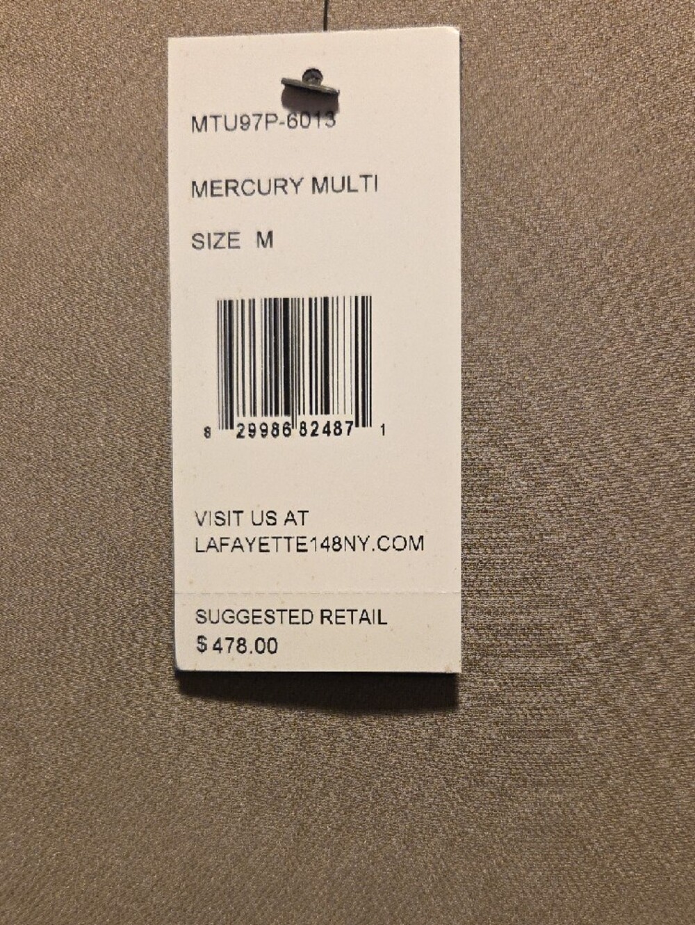 Lafayette 148 New York Taupe and White Silk-Trim Blouse with Silver Accent - Picture 4 of 7